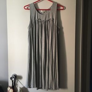 Anthropologie Rinku Dalamal Grey Cotton Ruffle Tank Dress L